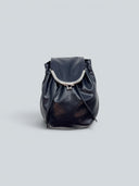 Reco Clam Shell crossbody bag in cyan blue oil-waxed cowhide with kiss-lock clasp and natural pleats.