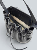 Reco. Clam Shell crossbody bag in cyan blue oil-waxed full-grain cowhide with kiss-lock clasp and natural pleats.