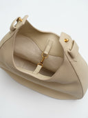 Reco Halston white Togo calfskin leather shoulder bag with gold-tone hardware and interior clasp closure