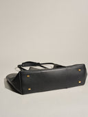 Reco. Ordo midnight black Napa leather tote bag with gold-tone protective feet on the base
