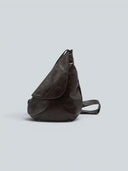 Reco Pottery Jar crossbody bag in ebony red oil-waxed full-grain cowhide leather with hand-stitched seams.